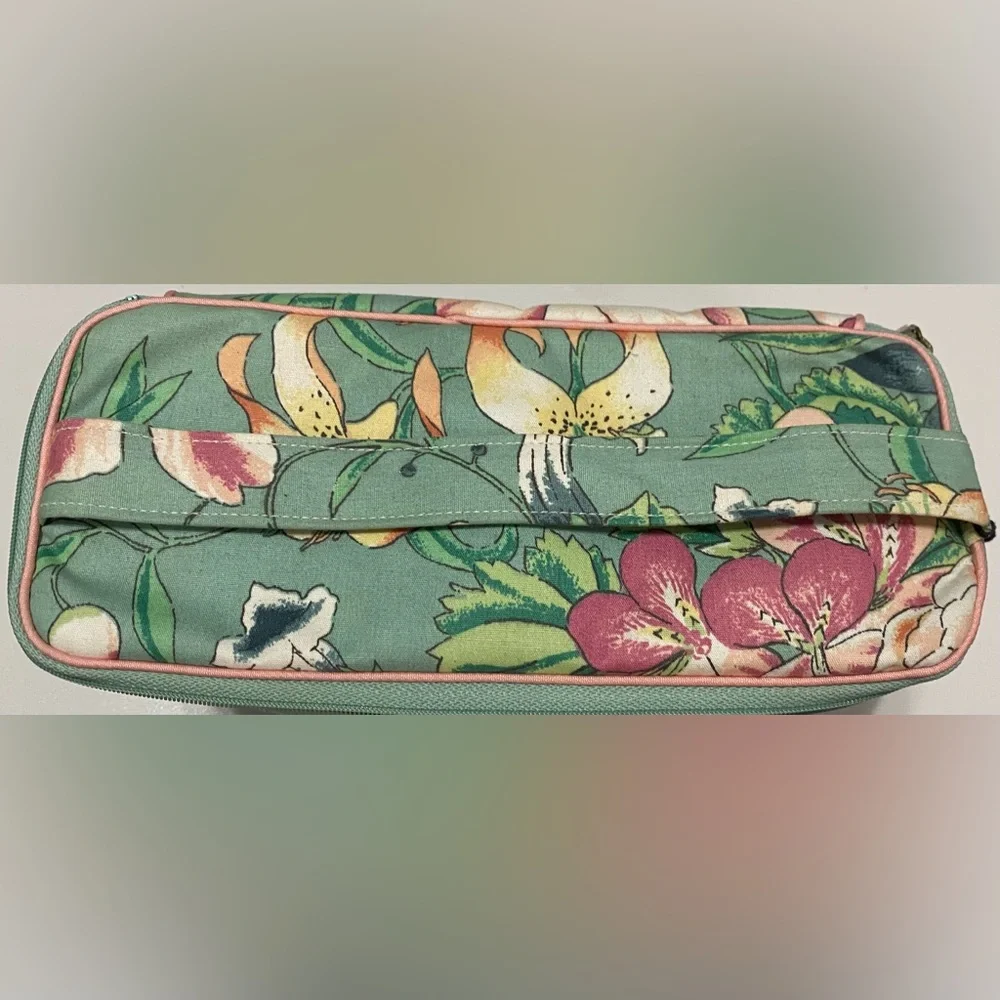 Vintage Trina Cosmetic Organizer Green and Pink Cosmetic Bag - Picture 5 of 10